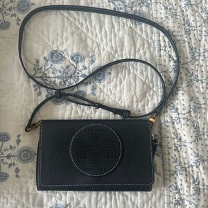 Elegant midnight TORY BURCH Leather CLUTCH
